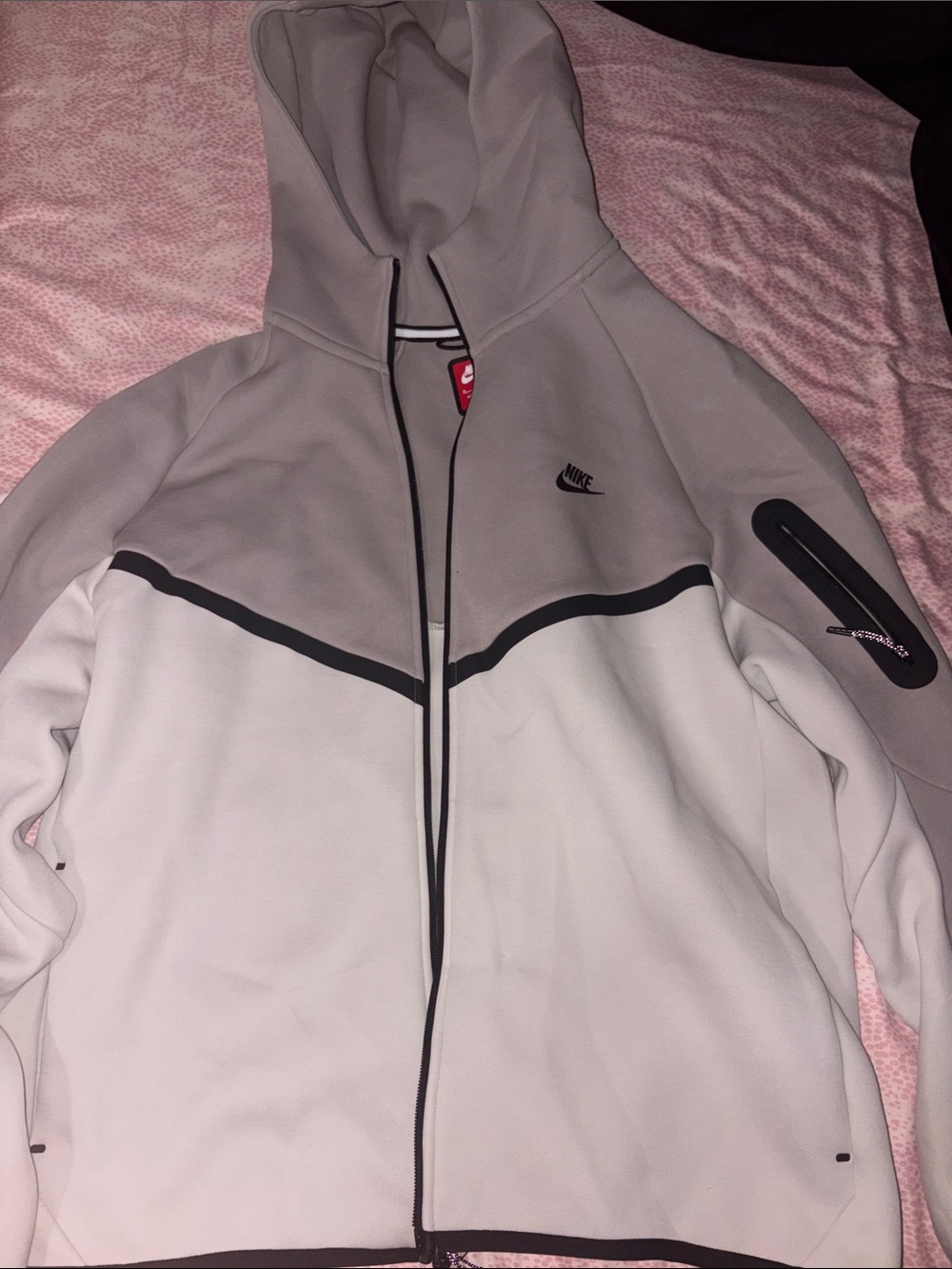 Nike Men’s Two-Tone Hooded Full-Zip Jacket - Light Gray & Off-White